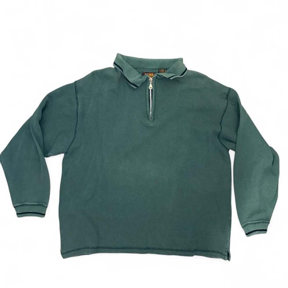 Vintage Faded Glory Waffle Knit Quarter Zip Pullover Sweatshirt XL